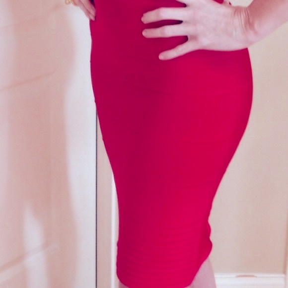 Herve Leger hot pink dress. Worn once! - Picture 3 of 5
